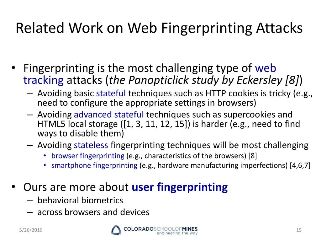 related work on web fingerprinting attacks