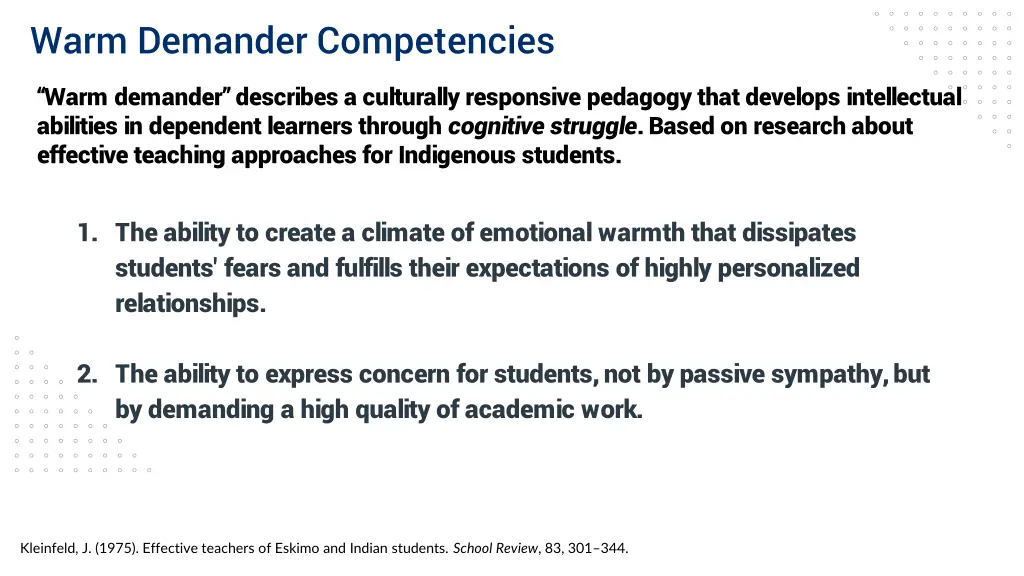 warm demander competencies