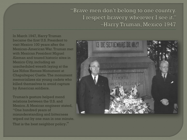 in march 1947 harry truman became the first