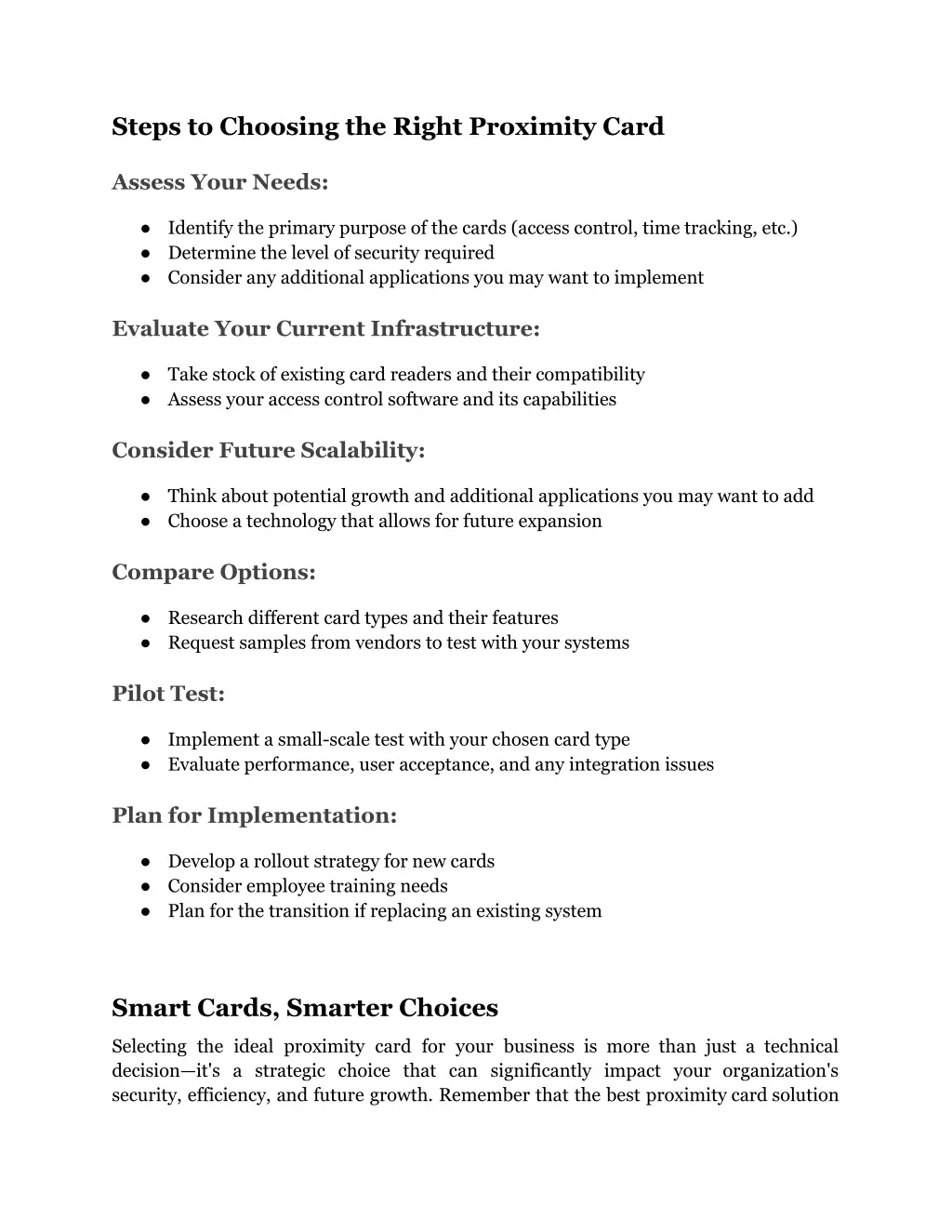 steps to choosing the right proximity card