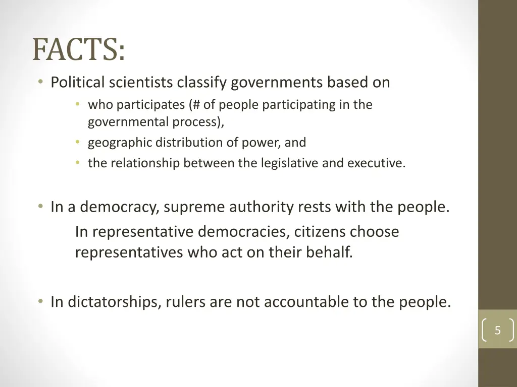 facts political scientists classify governments