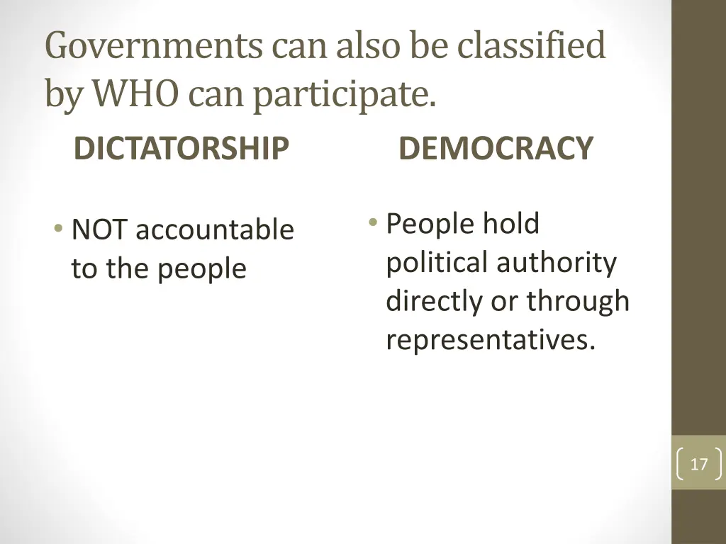 governments can also be classified