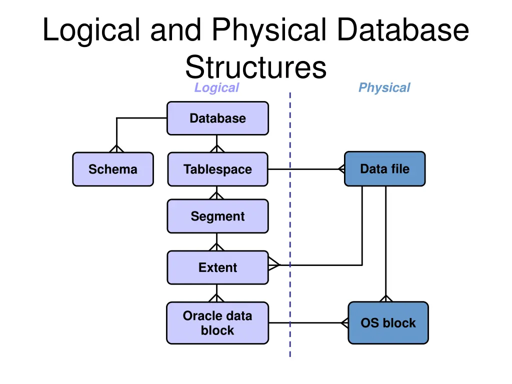 logical and physical database structures logical