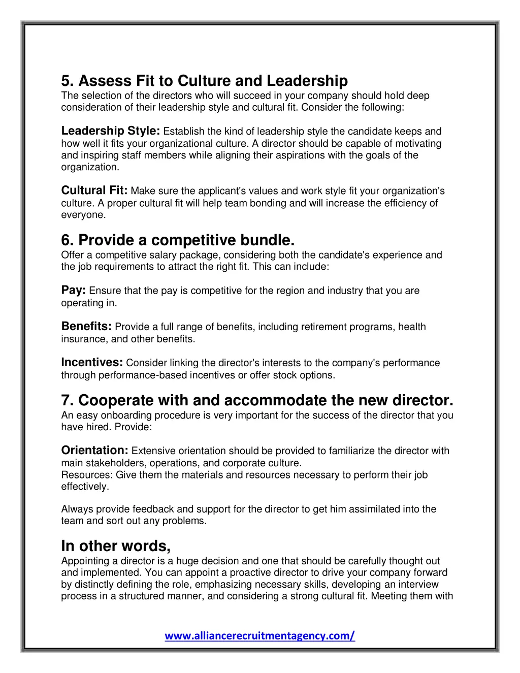 5 assess fit to culture and leadership