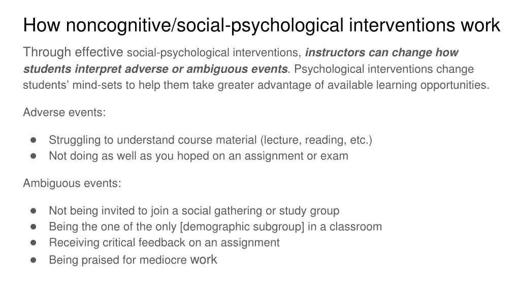 how noncognitive social psychological