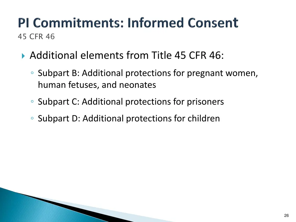 additional elements from title 45 cfr 46 subpart