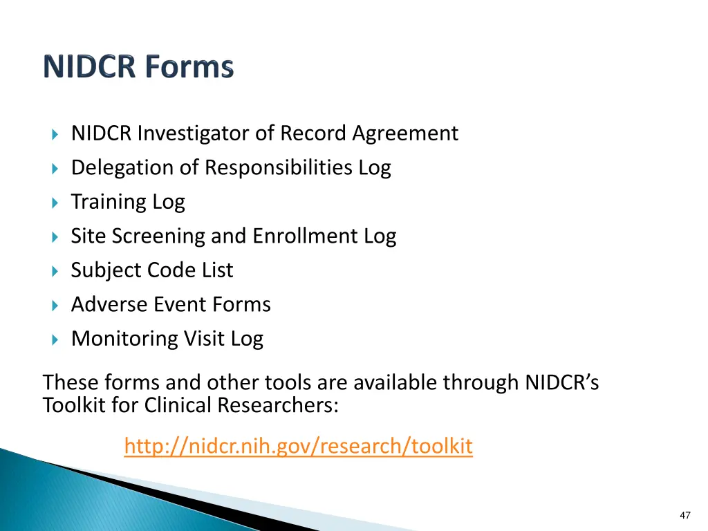 nidcr investigator of record agreement