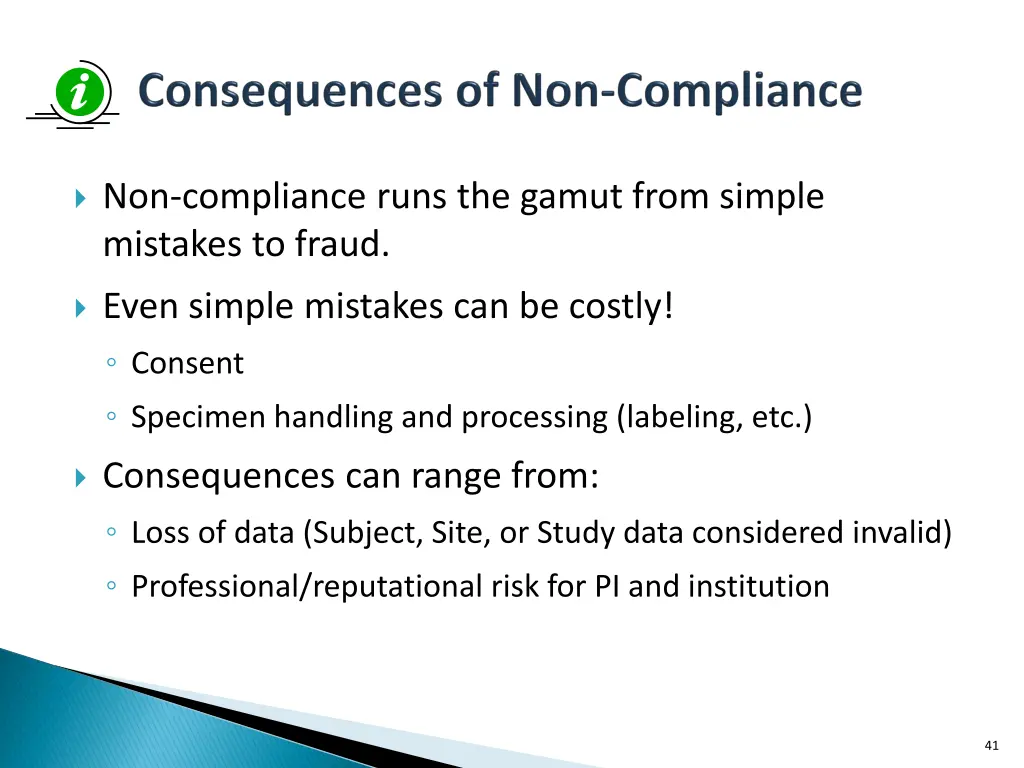 non compliance runs the gamut from simple