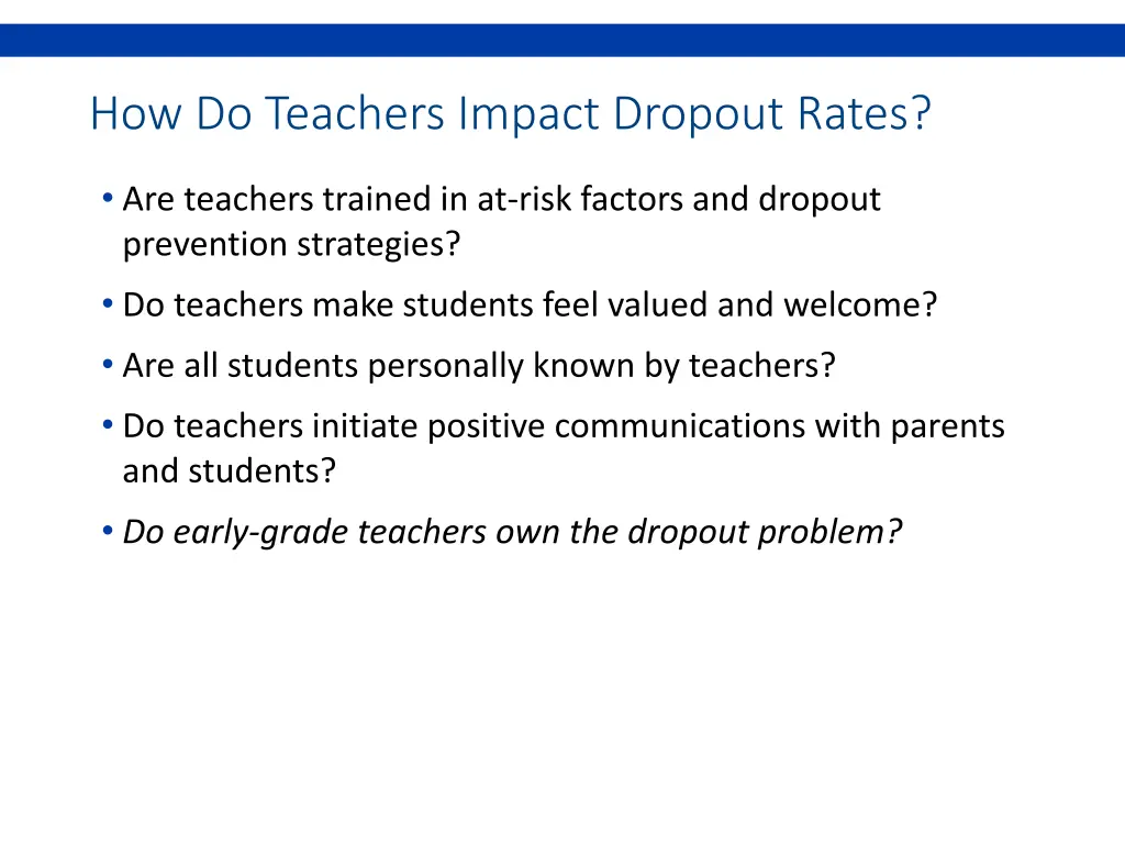 how do teachers impact dropout rates