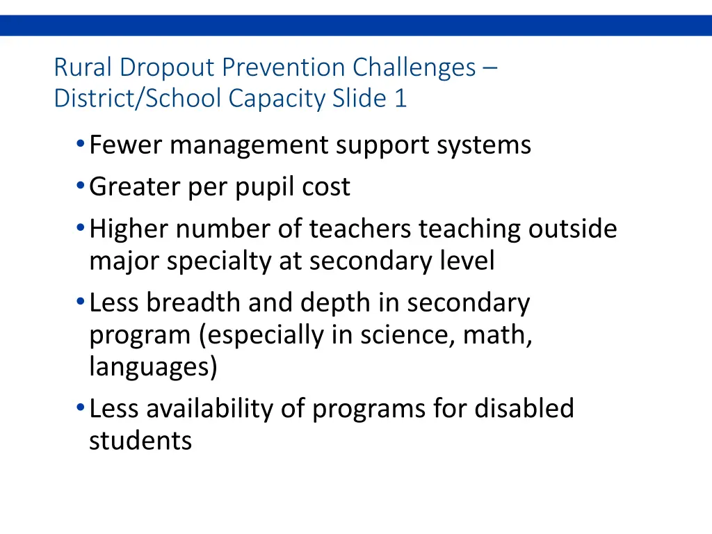 rural dropout prevention challenges district