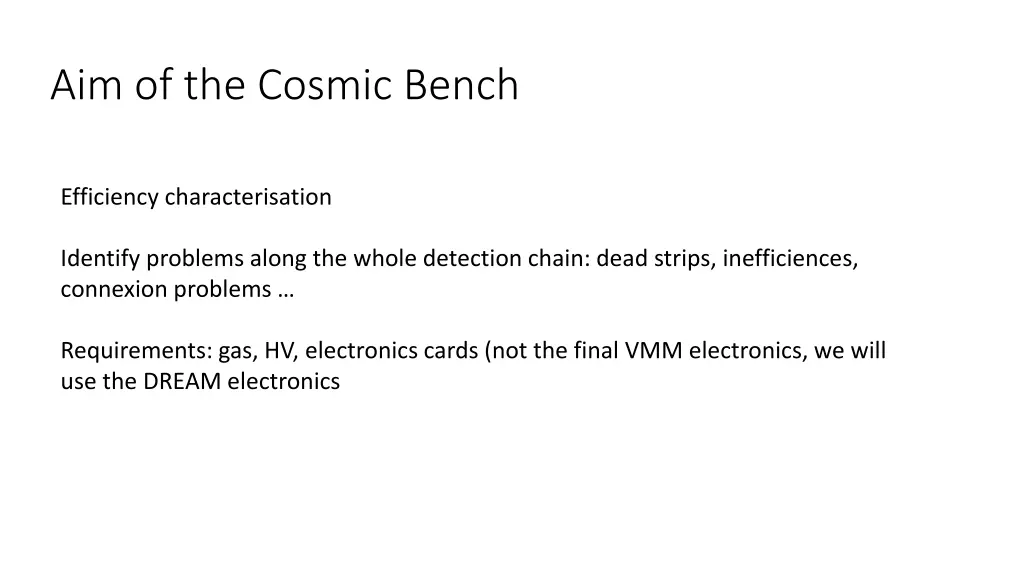 aim of the cosmic bench