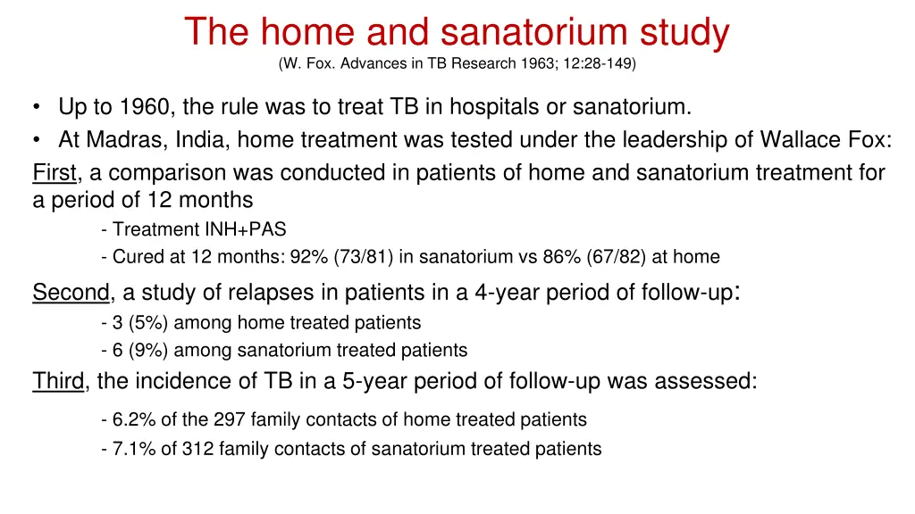 the home and sanatorium study w fox advances