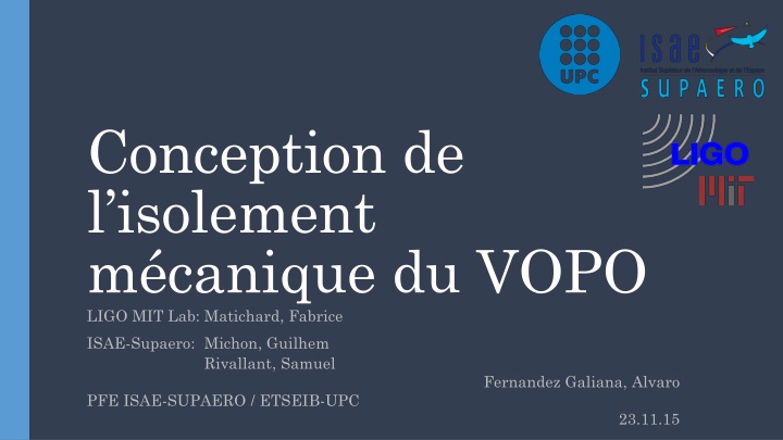 conception de l isolement m canique du vopo ligo