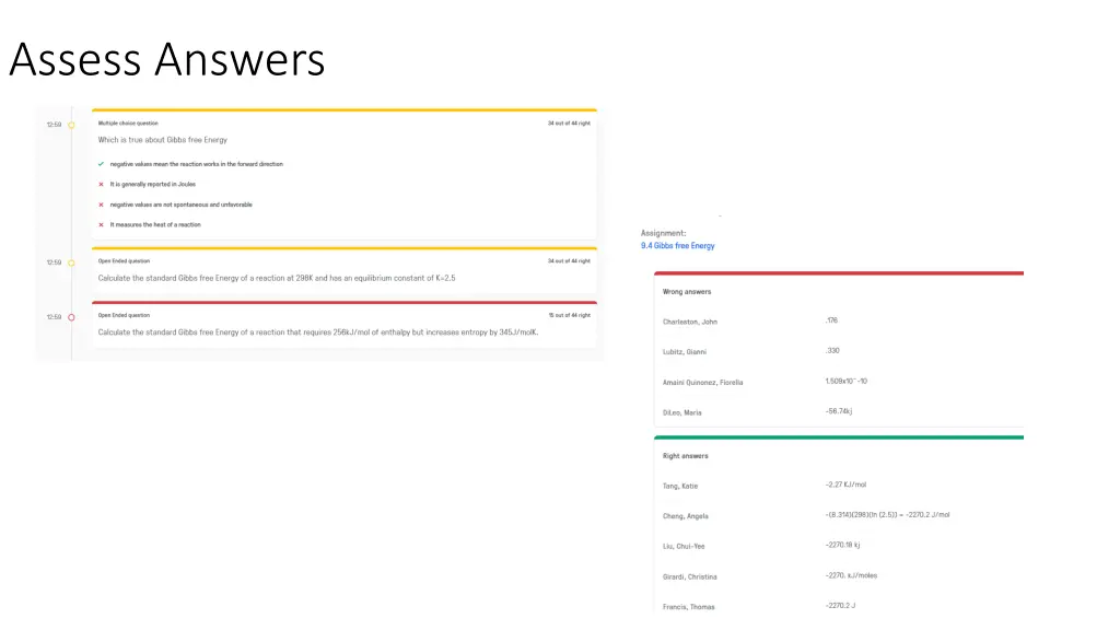 assess answers