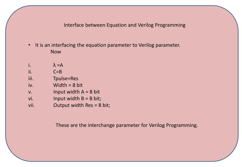 interface between equation and verilog programming