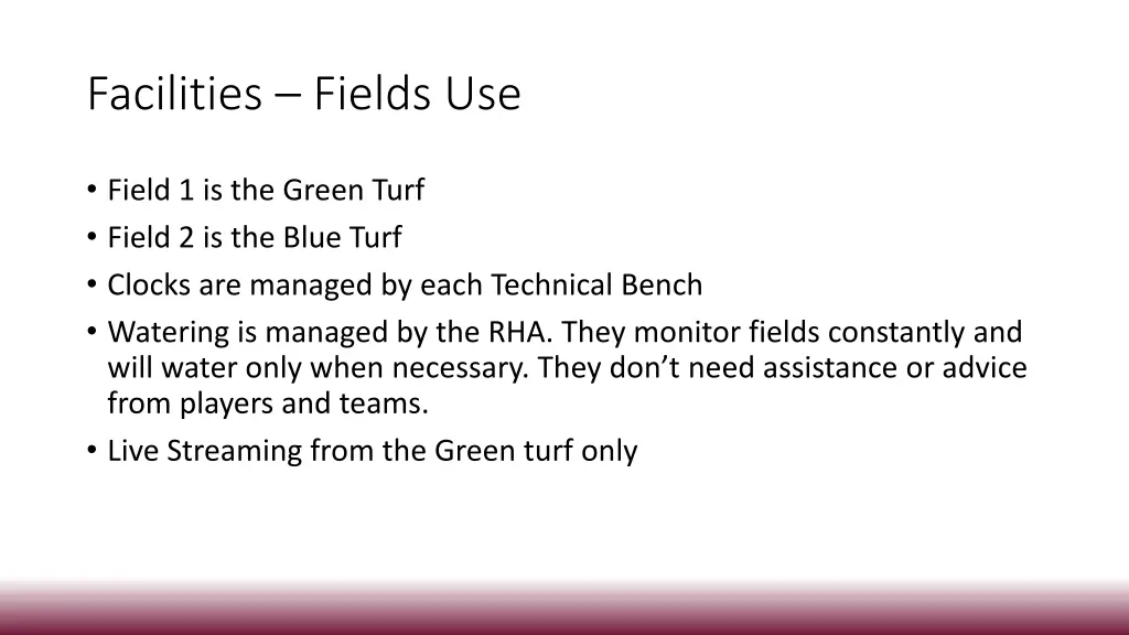 facilities fields use