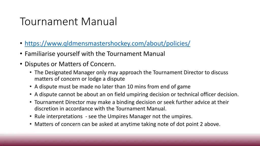 tournament manual