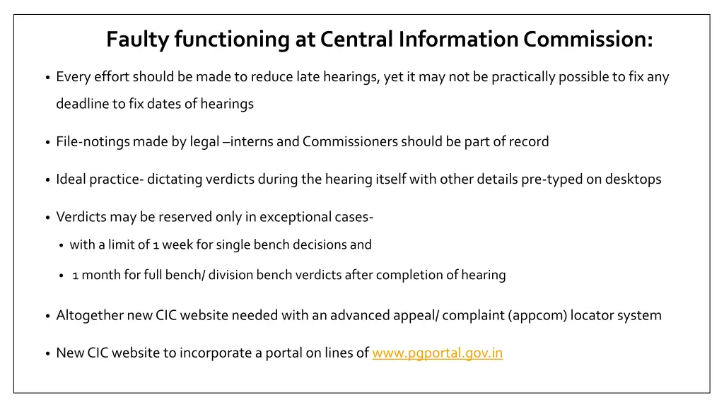 faulty functioning at central information