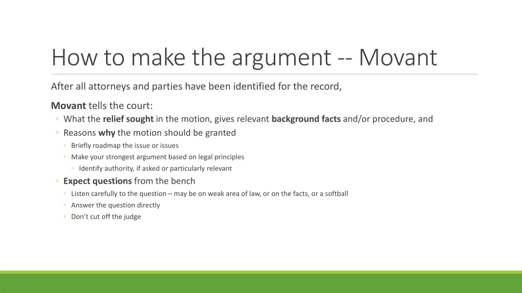 how to make the argument movant