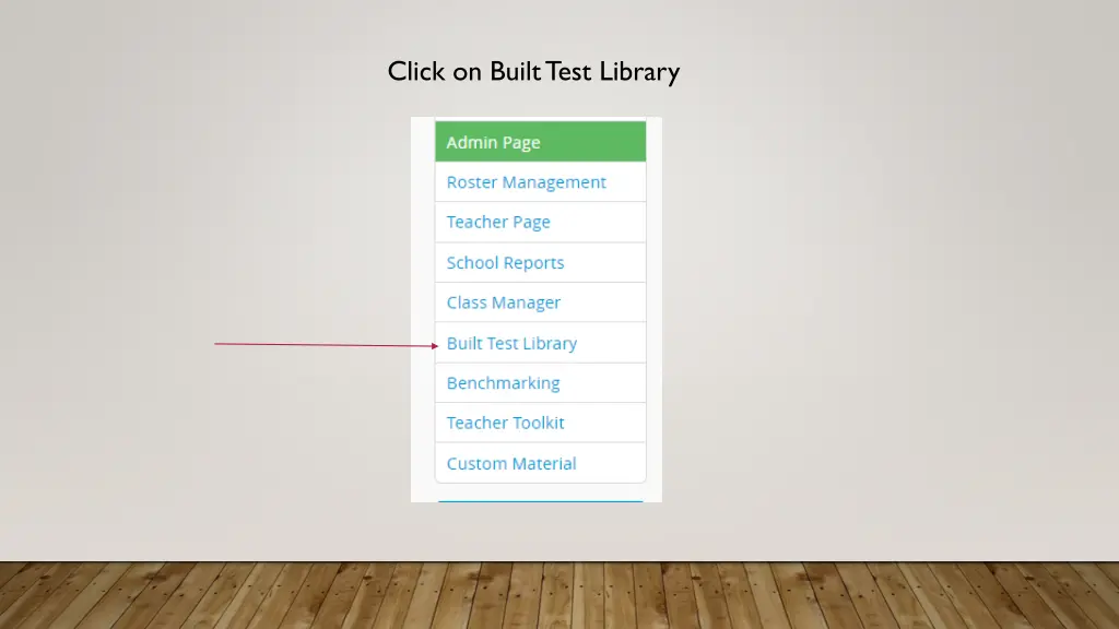 click on built test library