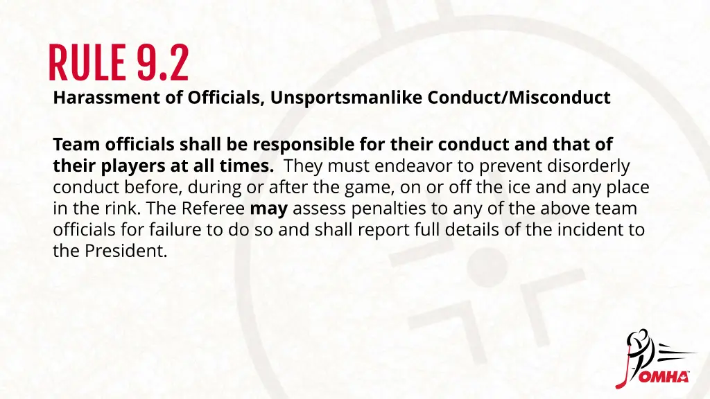 rule 9 2 harassment of officials unsportsmanlike 1