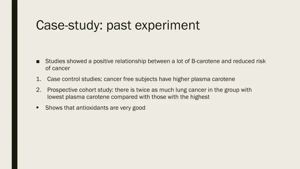 case study past experiment