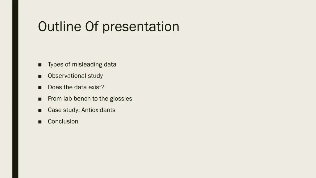 outline of presentation