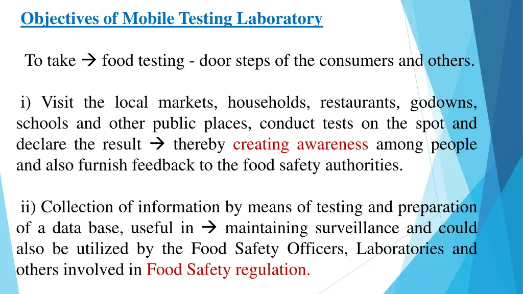 objectives of mobile testing laboratory