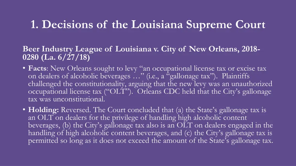 1 decisions of the louisiana supreme court