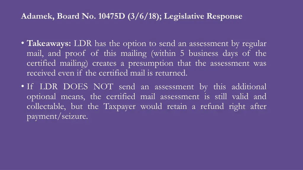 adamek board no 10475d 3 6 18 legislative response 1