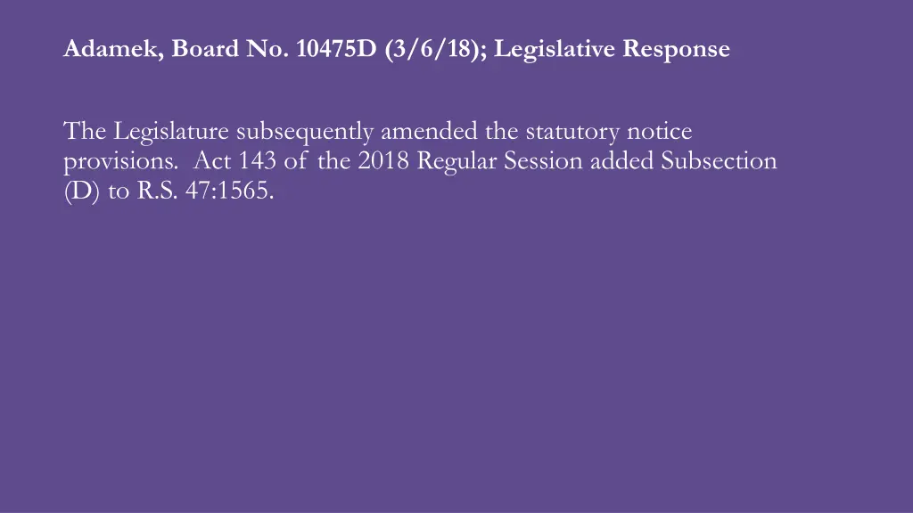 adamek board no 10475d 3 6 18 legislative response