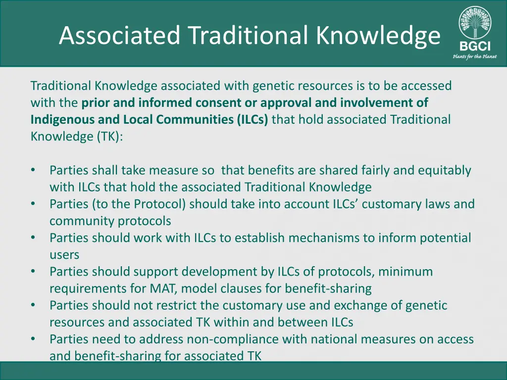 associated traditional knowledge