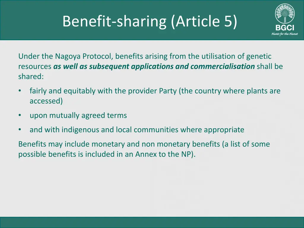 benefit sharing article 5