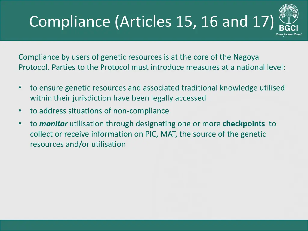 compliance articles 15 16 and 17