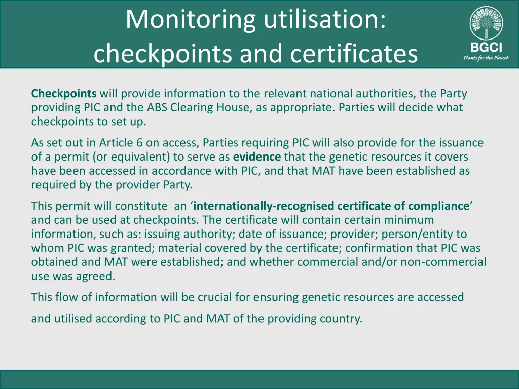 monitoring utilisation checkpoints