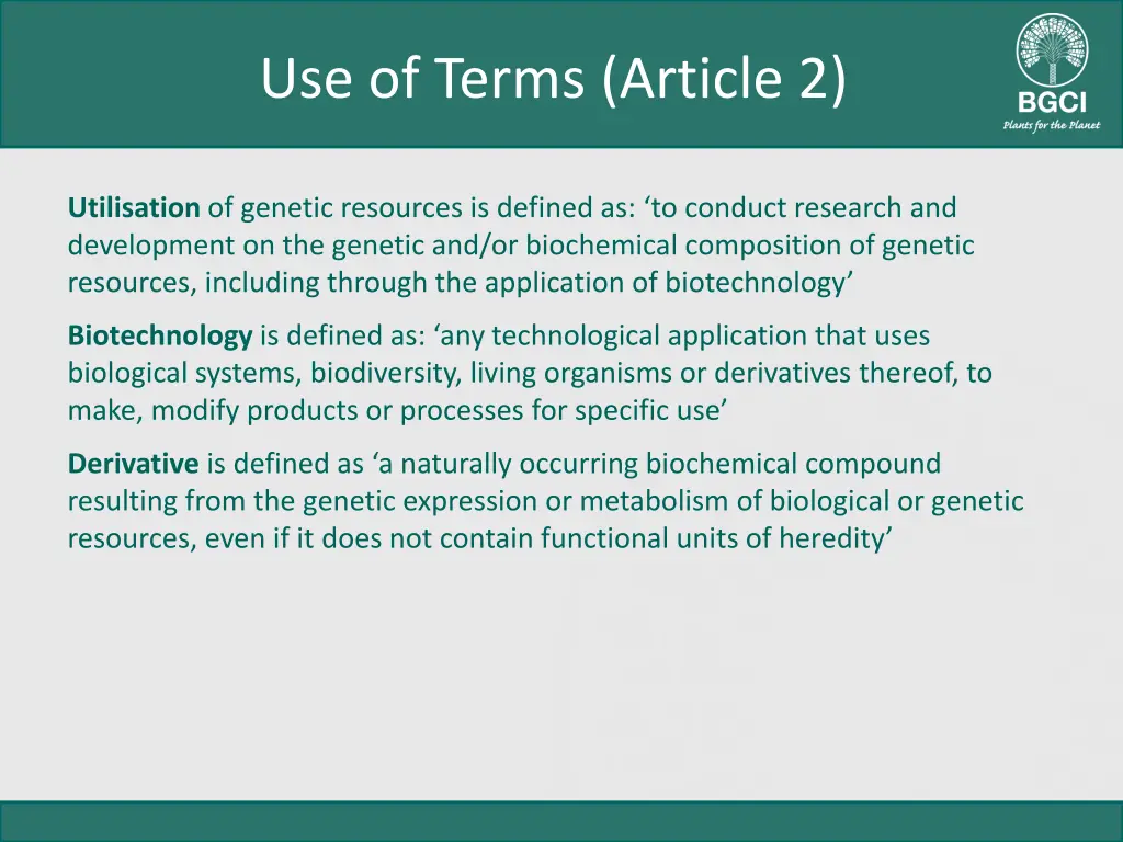 use of terms article 2