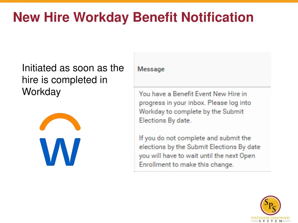 new hire workday benefit notification