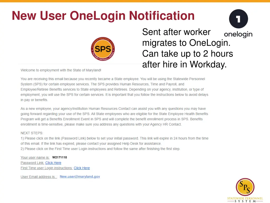 new user onelogin notification