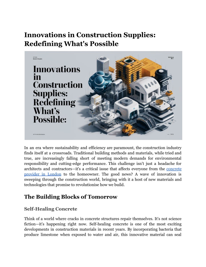 innovations in construction supplies redefining