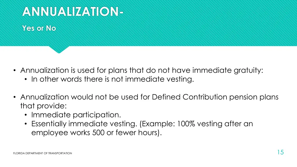 annualization yes or no