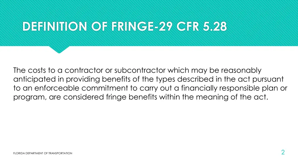 definition of fringe 29 cfr 5 28