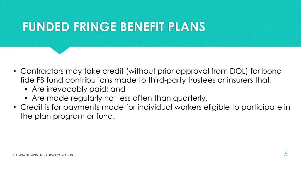 funded fringe benefit plans