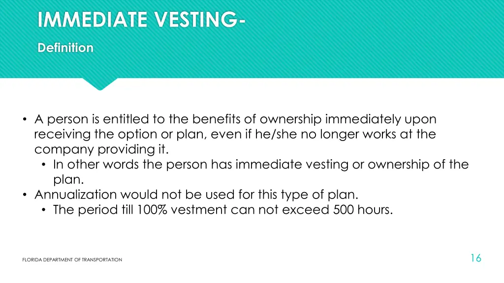 immediate vesting definition