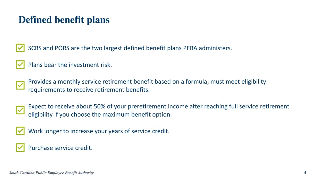 defined benefit plans