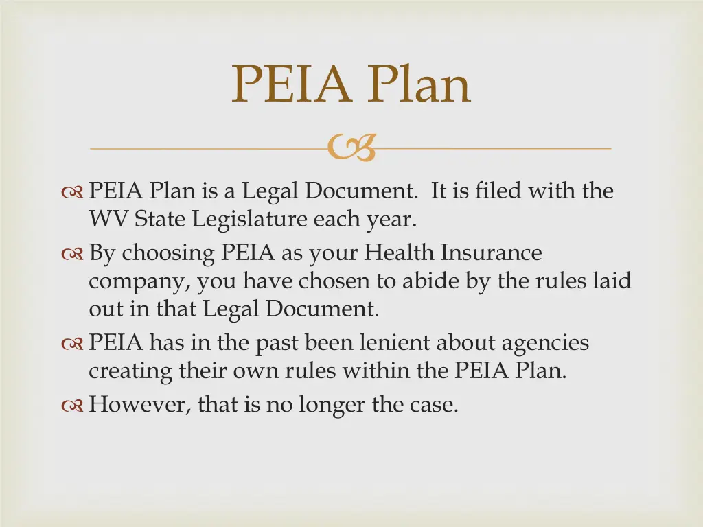 peia plan