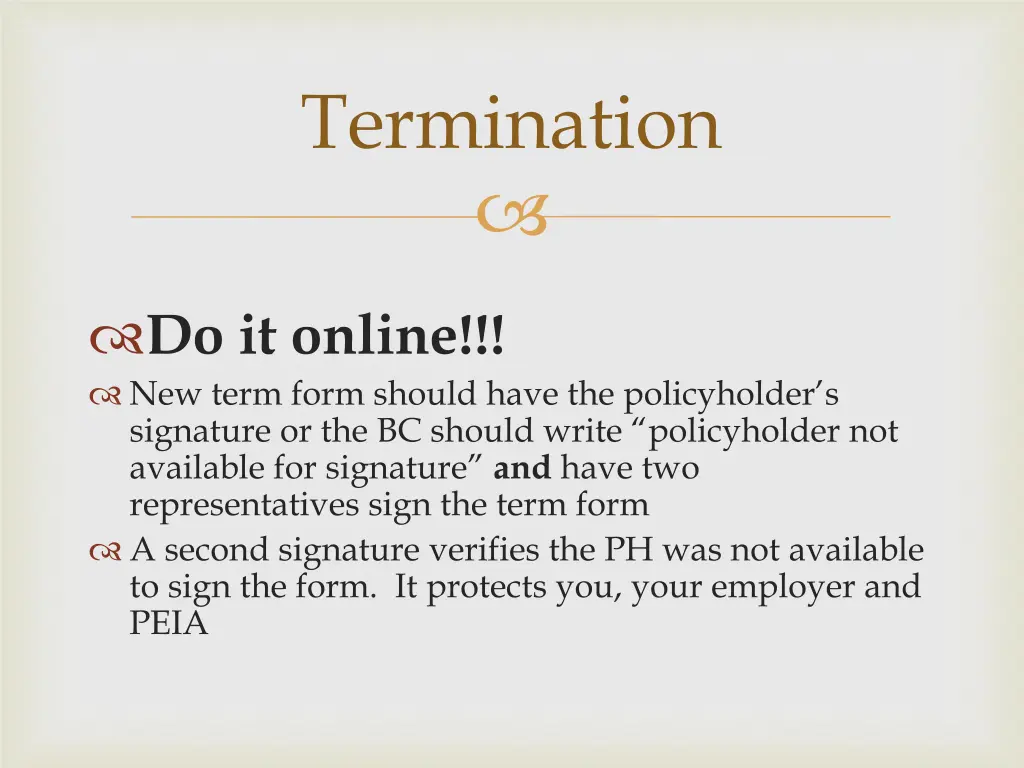 termination