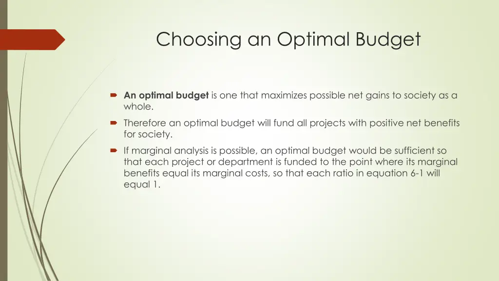 choosing an optimal budget