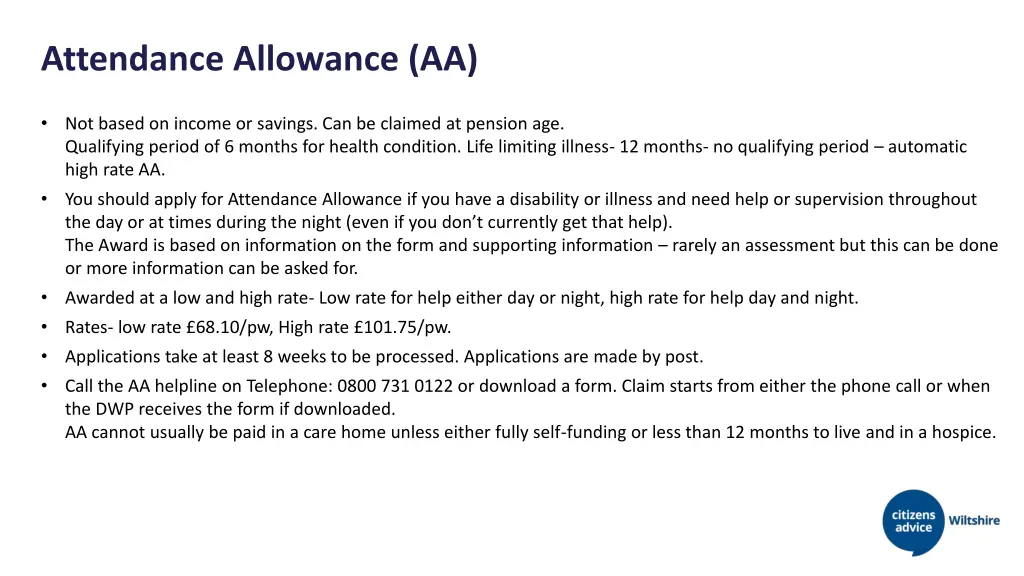 attendance allowance aa