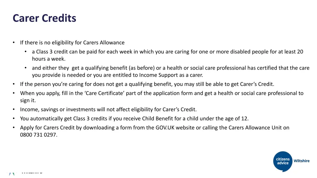 carer credits