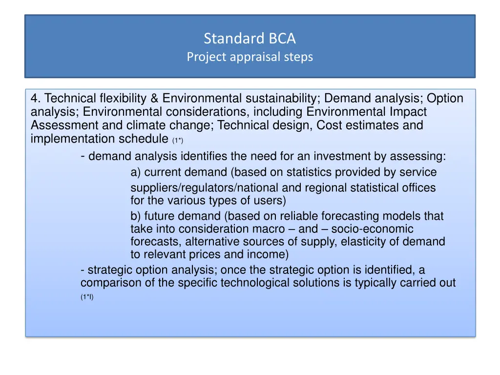 standard bca project appraisal steps 2